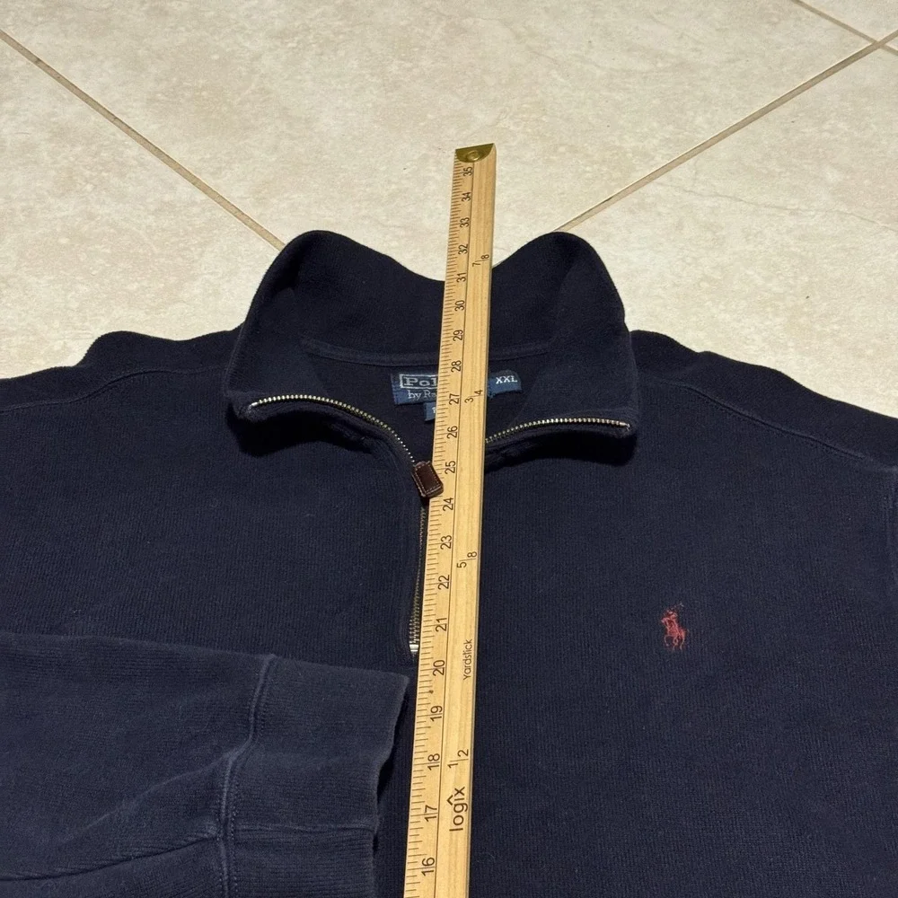 Polo Ralph Lauren Sweater Mens 2XL Navy Quarter‎ Zip Mock Neck Cotton Pony Logo